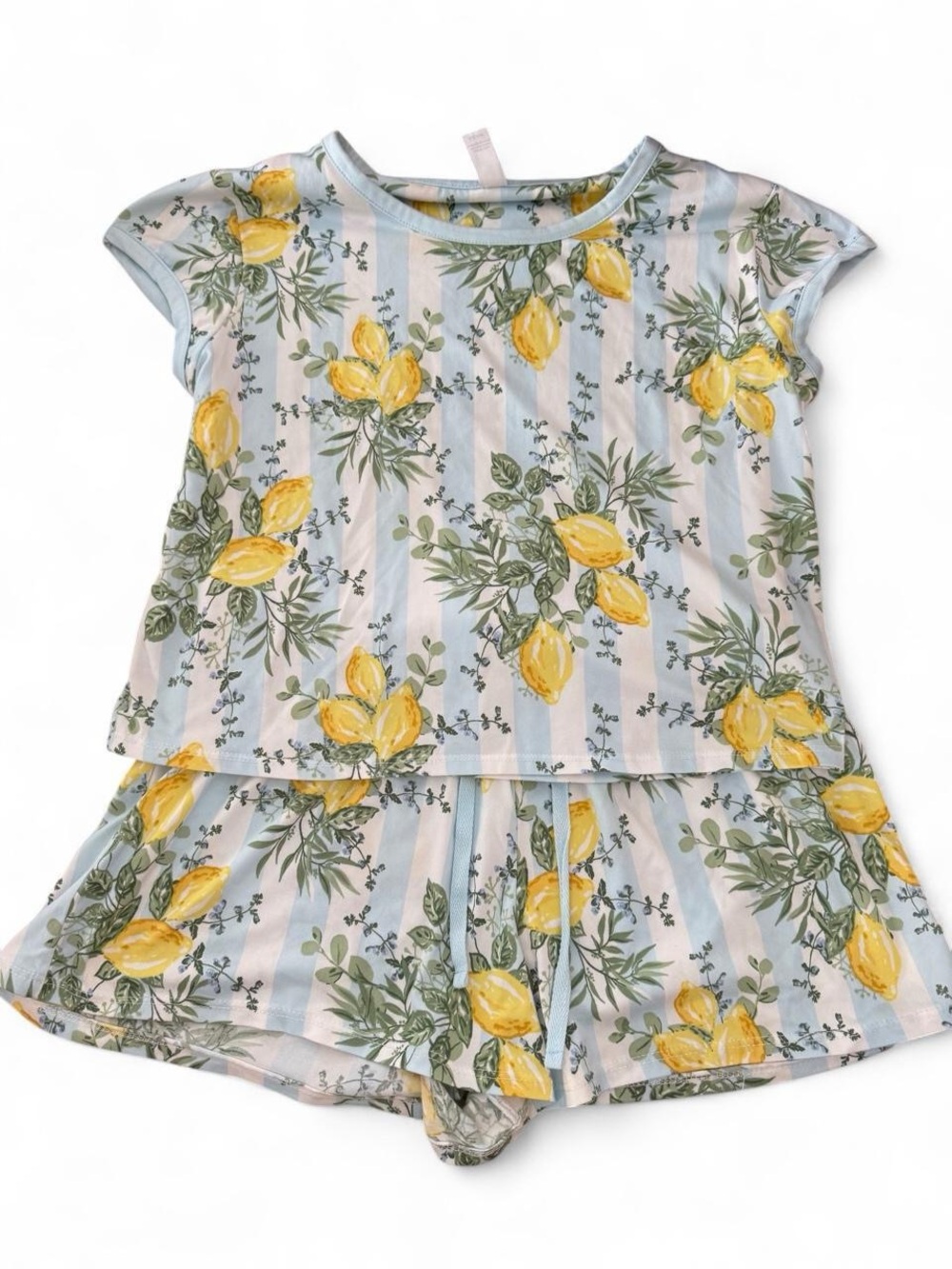 Flora Nikrooz Blue and Yellow Lemon Stripe Girls Pajama Set